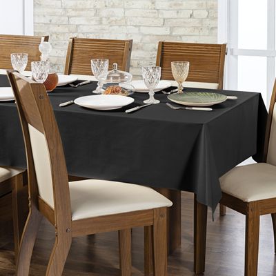 Toalha de Mesa 8 Lugares Térmica Impermeável 1,40 m x 2,50 m 100% Policloreto de Vinila - Preto
