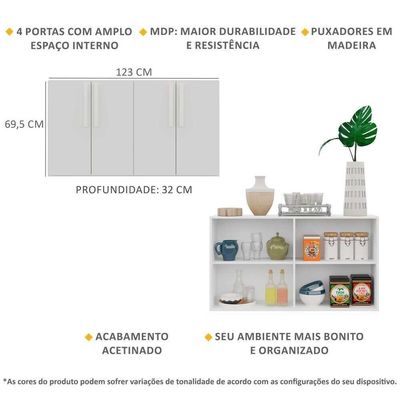 Aparador Buffet 4 Portas Viena V3604 Branco Branco