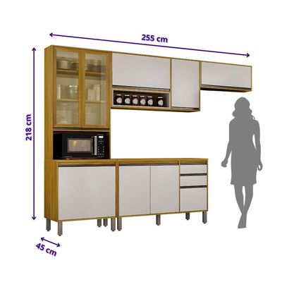 Cozinha Completa Nala Cristaleira 4 Pçs 9 Portas Mobilihouse Cinamomo/off White