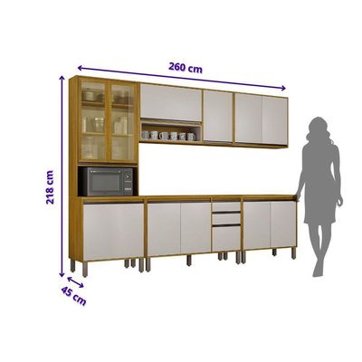 Cozinha Completa Nala Cristaleira 5 Pçs12 Portas Mobilihouse Cinamomo/off White