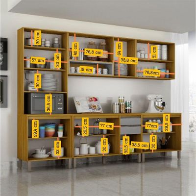 Cozinha Completa Nala Cristaleira 5 Pçs12 Portas Mobilihouse Cinamomo/off White