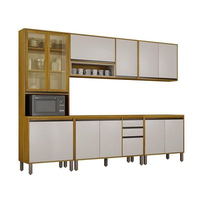 Cozinha Completa Nala Cristaleira 5 Pçs12 Portas Mobilihouse Cinamomo/off White