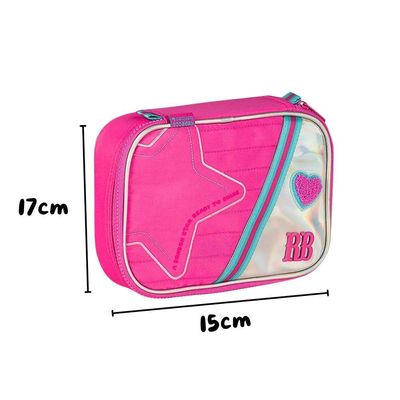 Kit Mochila De Costas E Estojo Rosa 17,5 Rb27020