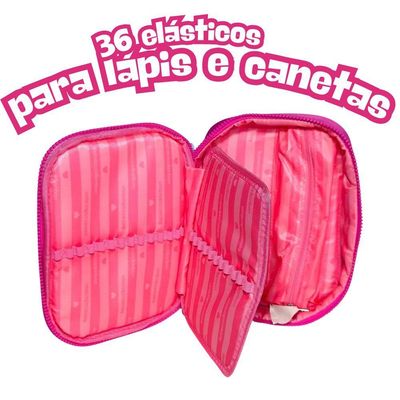 Kit Mochila De Costas E Estojo Rosa 17,5 Rb27020