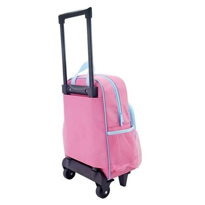 Kit Mochila Com Rodinhas Lancheira Pote P/ Lanche E Porta Acessórios Multiuso Pimpolho Rosa