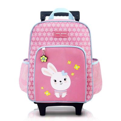 Kit Mochila Com Rodinhas Lancheira Pote P/ Lanche E Porta Acessórios Multiuso Pimpolho Rosa