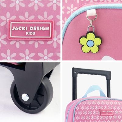 Kit Mochila Com Rodinhas E Lancheira Térmica Com Pote P/ Lanche Rosa
