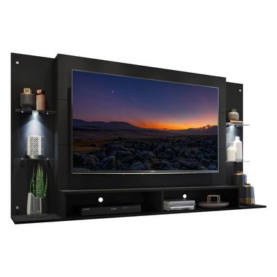 Painel Com Suporte Tv 60" E 2 Leds Multimóveis V3677 Preto