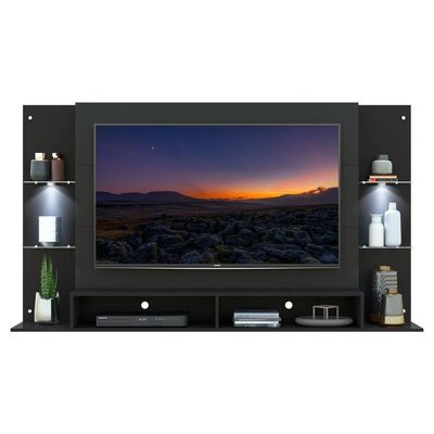 Painel Com Suporte Tv 60" E 2 Leds Multimóveis V3677 Preto