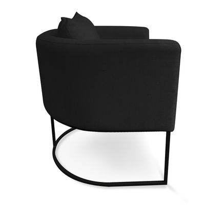 Kit 02 Poltronas Paola Linho Preto A79 Base Metálica Preto - D'Rossi