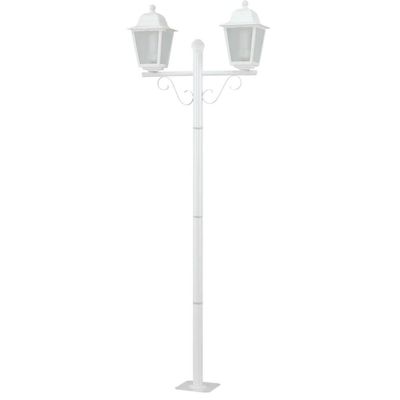 Poste Branco Clássico 2,1m Luminária 2 Lâmpadas E27 Praça Jardim Soberana Dital Calçadas