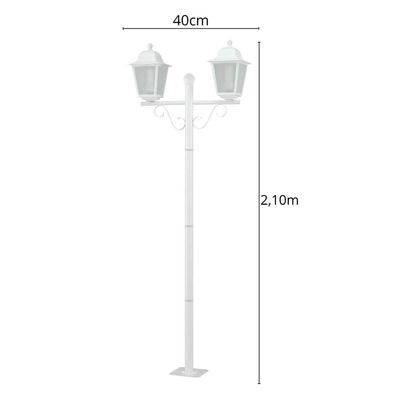 Poste Branco Clássico 2,1m Luminária 2 Lâmpadas E27 Praça Jardim Soberana Dital Calçadas