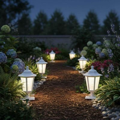 Balizador de Jardim Branco Alumínio 31cm Luminária Lente Fosca Murro Decorativo Dital