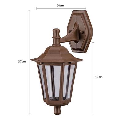 Arandela Clássica Grega Colonial Luminária de Parede 37cm Marrom Lente Transparente
