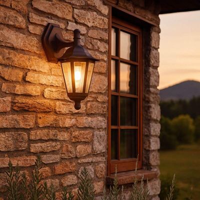 Arandela Clássica Grega Colonial Luminária de Parede 37cm Marrom Lente Transparente