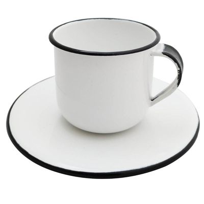 Caneca Esmaltada com Pires Café Chá 180ml