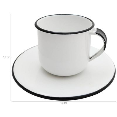 Caneca Esmaltada com Pires Café Chá 180ml