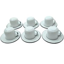 Jogo 6 Xícaras com Pires Caneca Esmaltada 180ml