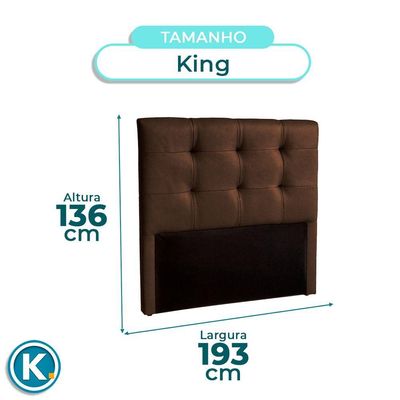 Cabeceira Estofada King Alice Nature Material Sintético Marrom 193x136