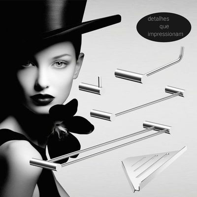 Kit Acessórios Para Banheiro Alto Brilho 5 Peças Grego Metal 2160or