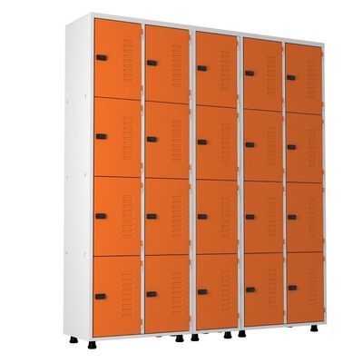 Armário Roupeiro Aço 20 Portas Academia Guarda Volume Trinco Laranja