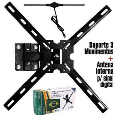 Suporte Articulado + Antena Sinal Digital Tv 3 Movimentos