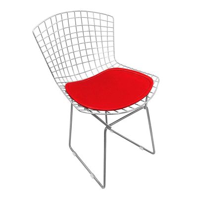 Kit 6 Cadeiras Bertoia Cromada Com Assento Sintético Vermelho