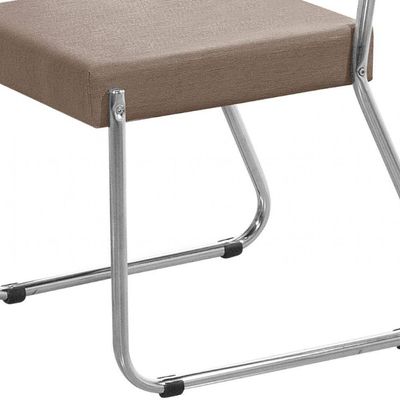 Cadeira Aço Nobre Claudia em Aço Carbono e Junco Sintético Suede Cromada e Bege