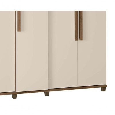 Guarda-roupa Casal Munique 5 Portas Freijó Com Off White - Rv Móveis