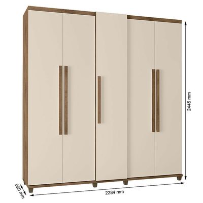 Guarda-roupa Casal Munique 5 Portas Freijó Com Off White - Rv Móveis