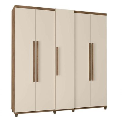 Guarda-roupa Casal Munique 5 Portas Freijó Com Off White - Rv Móveis