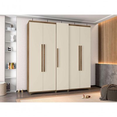 Guarda-roupa Casal Munique 5 Portas Freijó Com Off White - Rv Móveis