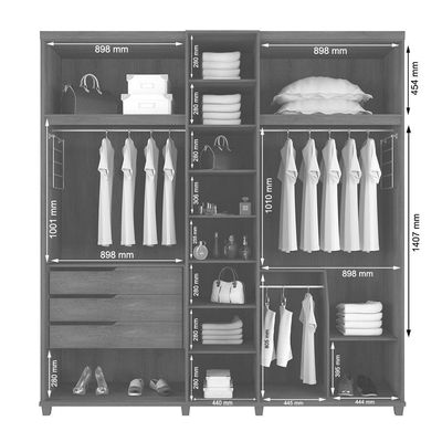 Guarda-roupa Casal Munique 5 Portas Freijó Com Off White - Rv Móveis