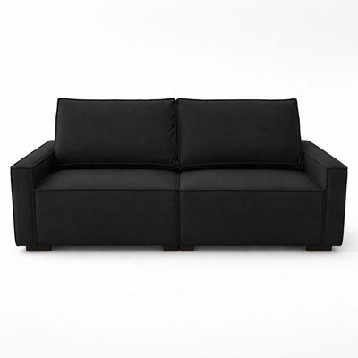 Sofá 3 Lugares Moderno Contemporâneo Sala Recepção Suede Preto