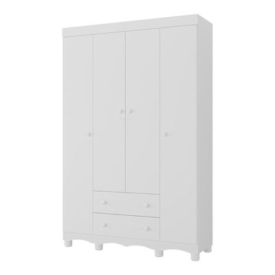 Guarda-roupa Infantil 122cm 4 Portas E 2 Gavetas Dengo Multimóveis Mp4438 Branco Branco