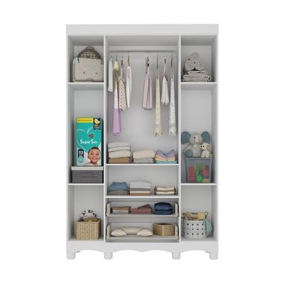 Guarda-roupa Infantil 122cm 4 Portas E 2 Gavetas Dengo Multimóveis Mp4438 Branco Branco