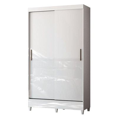 Guarda Roupa Solteiro 2 Portas De Correr Com Pés Fit Branco Brilho - Santos Andirá