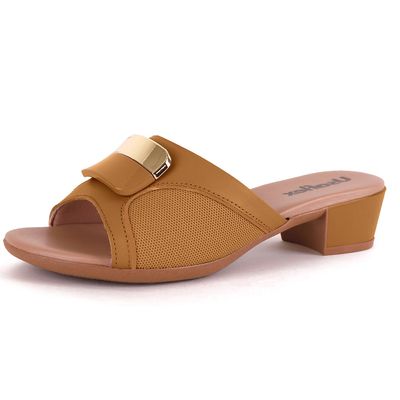 Tamanco Feminino Salto Bloco Fivela Tan Usaflex MM0802 40