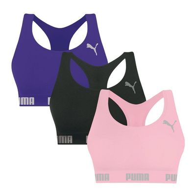 Kit 3 Tops Puma Nadador Sem Costura Feminino P / Roxo/Rosa