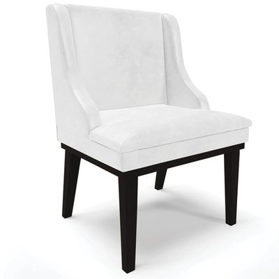 Cadeira Decorativa Sala de Jantar Base Fixa de Madeira Firenze PU Branco Brilho/Preto G19 - Gran Belo