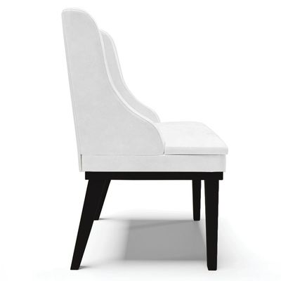Cadeira Decorativa Sala de Jantar Base Fixa de Madeira Firenze PU Branco Brilho/Preto G19 - Gran Belo