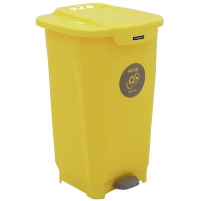 Lixeira Plástica Amarela Tramontina T-Force Coleta Seletiva Metal 50L Empresas Escolas