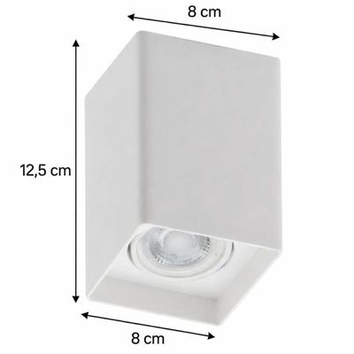 Spot de Sobrepor Quadrado 8x12,5cm Branco Luminária de Teto Alta Bivolt Zoom Dital Bivolt