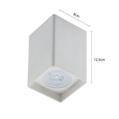 Spot de Sobrepor Branco Luminária de Teto Quadrada 8x8x12,5cm Decorativa para Casas Empresas Bivolt
