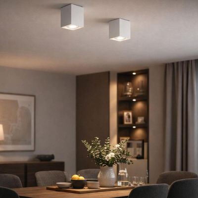 Spot de Sobrepor Branco Luminária de Teto Quadrada 8x8x12,5cm Decorativa para Casas Empresas Bivolt