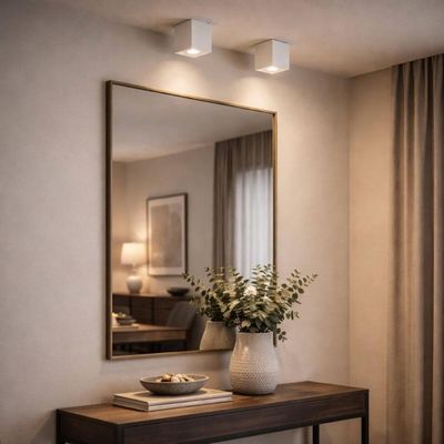 Spot de Sobrepor Branco Luminária de Teto Quadrada 8x8x12,5cm Decorativa para Casas Empresas Bivolt