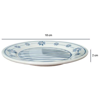 Prato de Sobremesa de Cerâmica Donna Margaridas 18cm 12 Unidades - Biona 149838