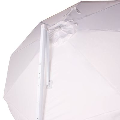 Ombrellone Suspenso Articulado Giratório Sicília 3 metros Branco + Base em ABS 50 Litros Preta Bel 3,00m