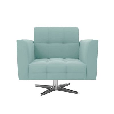 Poltrona Sala Decorativa Elisa Base Giratória Cromada Cotelê Ext/Veludo Menta D03 - D'Rossi