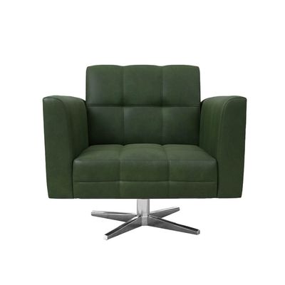 Poltrona Sala Decorativa Elisa Base Giratória Cromada Sintético PU Verde D03 - D'Rossi
